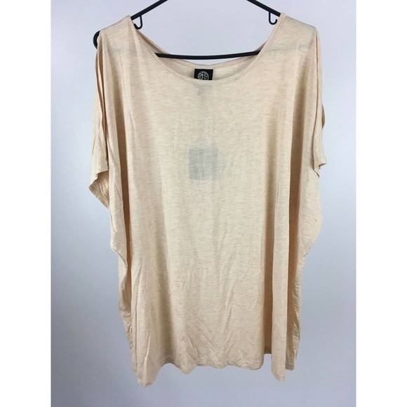 Bobeau Womens Top Cold Shoulder Crewneck Short Sleeve Tee Pink Plus Size 1X - Picture 9 of 12